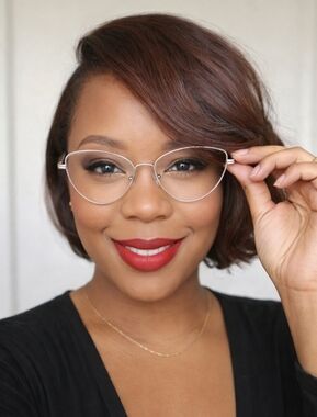 Cat Eye Clear Lens Glasses Silver Metal Frame UV Protection Chic